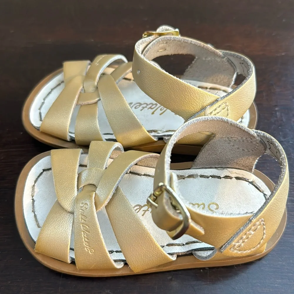 Salt Water Sandals by Hoy Gold Toddler Girls Leather Sandals